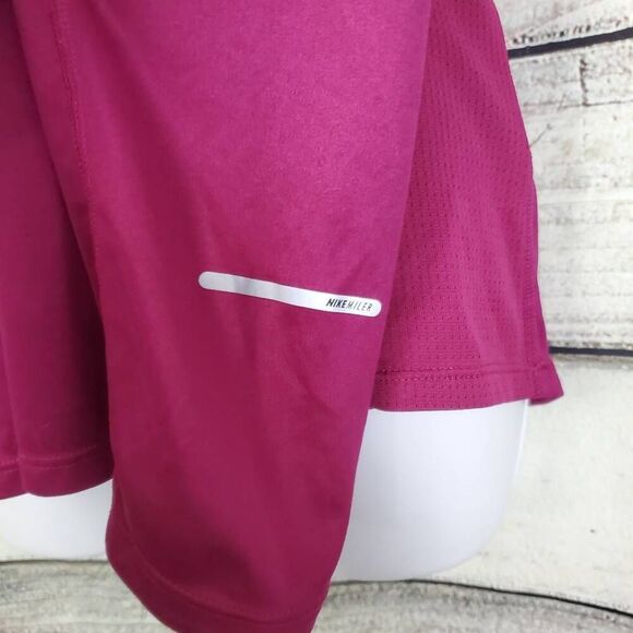 Nike Running Dri-Fit Women’s Long Sleeve Top Size Large Magenta Recycled Polyest - Picture 2 of 8